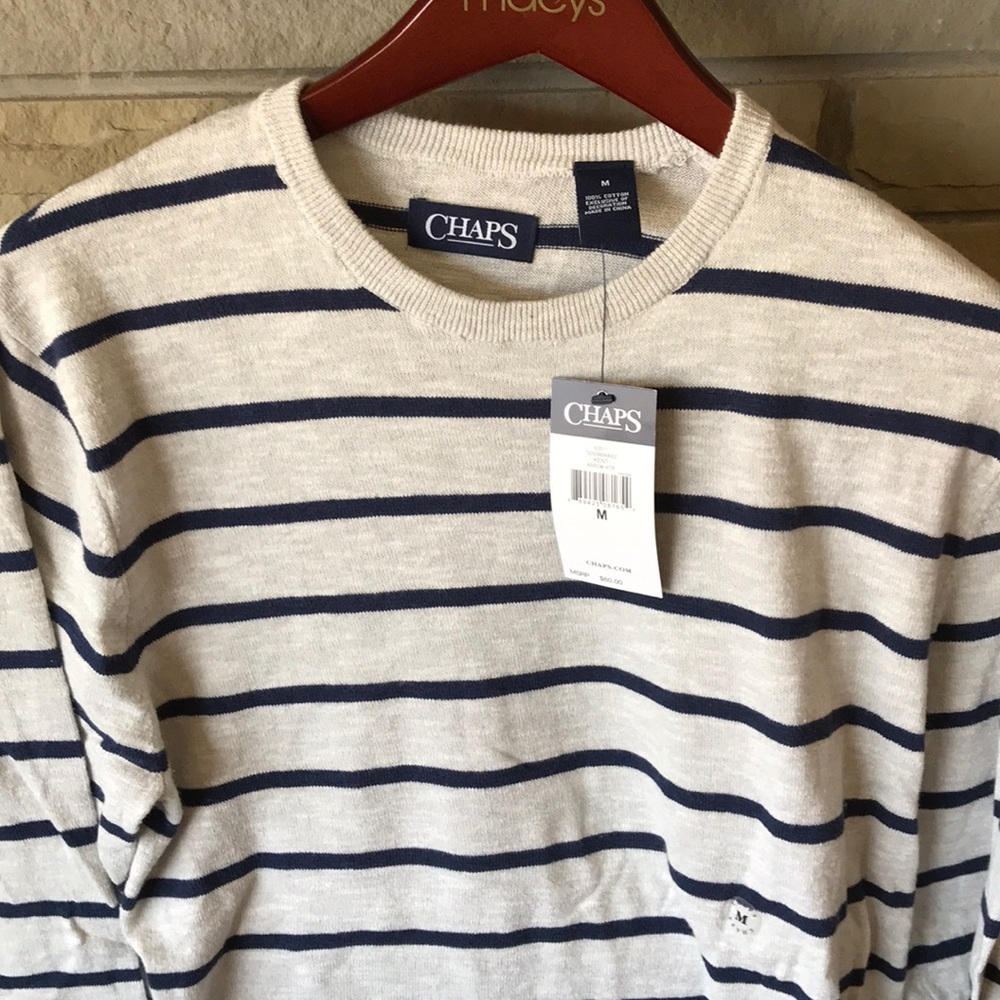 Chaps by Ralph Lauren Preppy Light Gray Sweater, M NWT